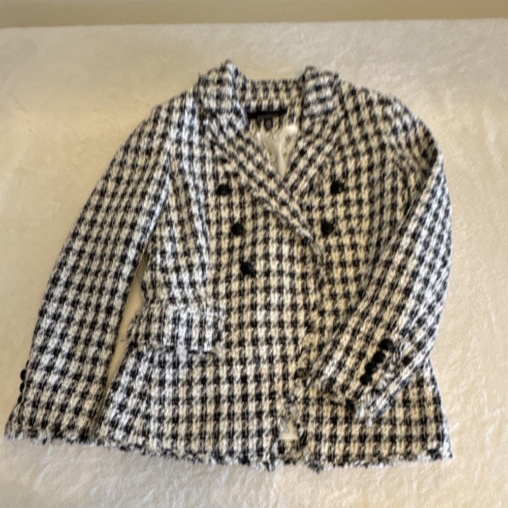 White House Black Market (WHBM) Double-Breasted Tweed Studio Blazer Sz 2‎
